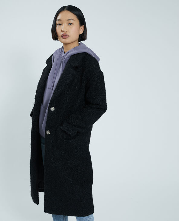 Manteau pardessus effet bouclette noir - Pimkie