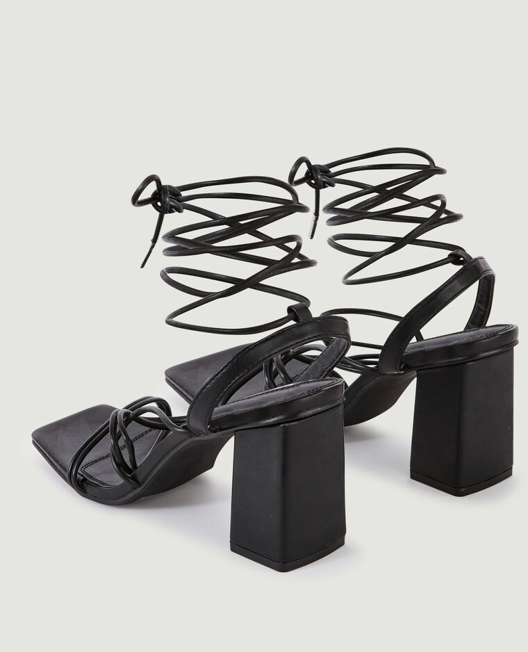 Sandales avec brides à nouer noir - Pimkie