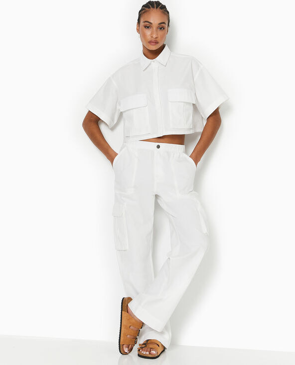 Pantalon large cargo blanc - Pimkie