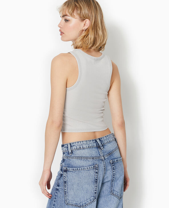 Débardeur court en maille côtelée acid wash gris clair - Pimkie