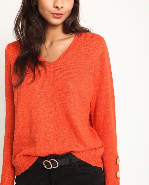 Pull à col V marron - Pimkie