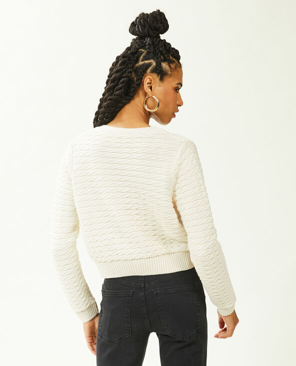 Gilet en maille reliéfée boutons marins blanc - Pimkie
