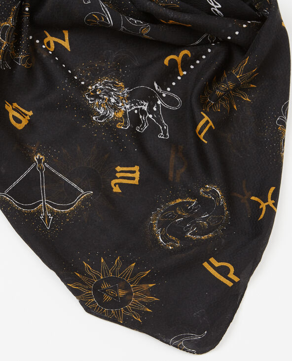 Foulard imprimé zodiaque noir - Pimkie