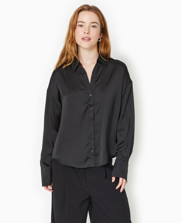 Chemise en satin noir - Pimkie