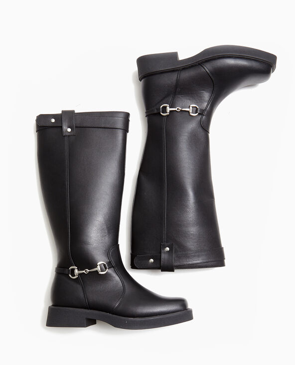 Bottes cavalières bouts carrés noir - Pimkie