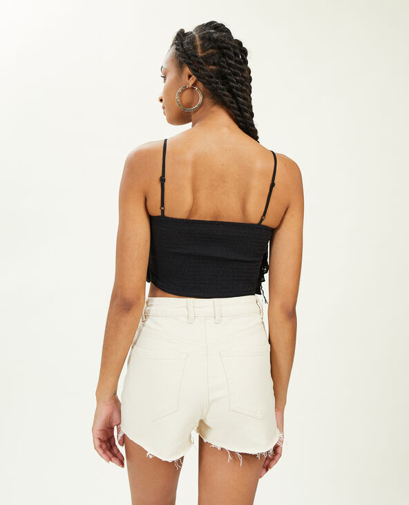Top court à volants en broderie anglaise noir - Pimkie