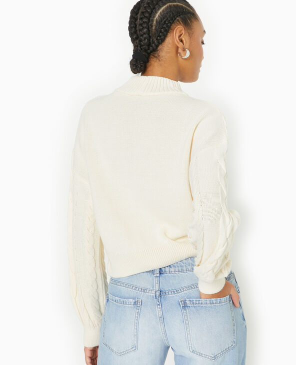 Pull en maille torsadée devant blanc - Pimkie