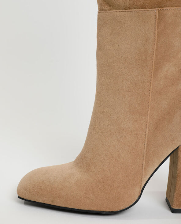 Bottes suédine à talon beige - Pimkie
