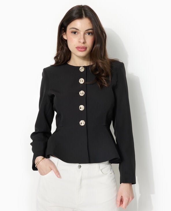 Veste peplum avec boutons fantaisie noir - Pimkie