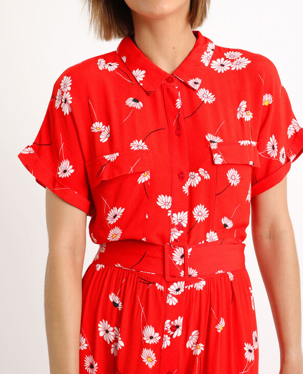 Robe longues à manches courtes rouge - Pimkie