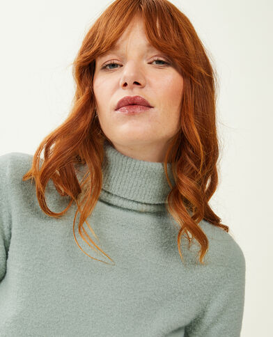 Pull col roulé maille fluffy vert - Pimkie