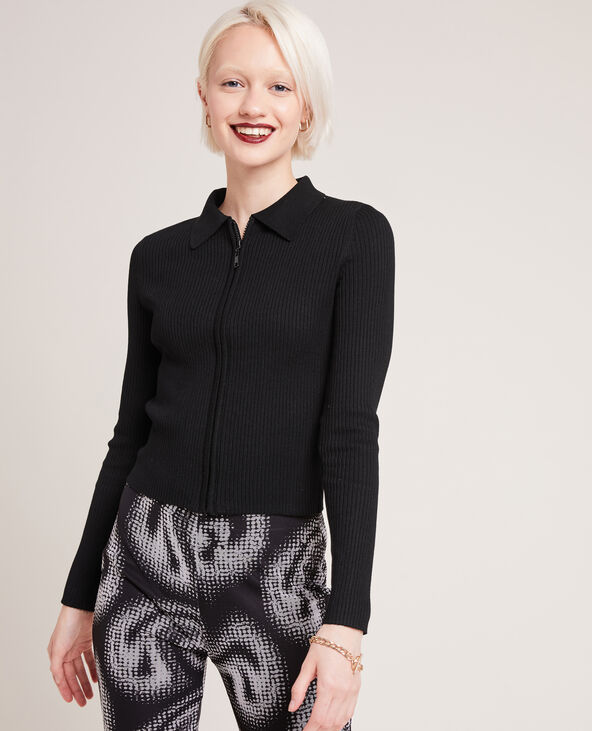 Gilet à col en pointes noir - Pimkie