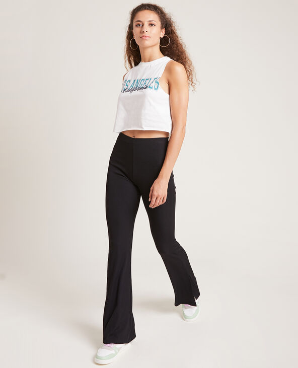 Pantalon flare en maille côtelée noir - Pimkie