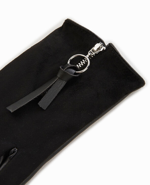 Gants en simili avec zip noir - Pimkie