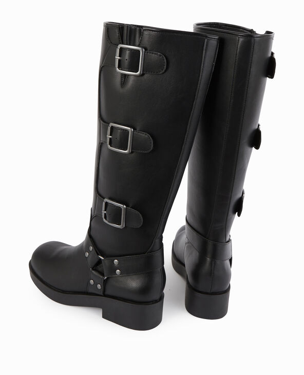 Bottes esprit motard avec brides et boucles noir - Pimkie