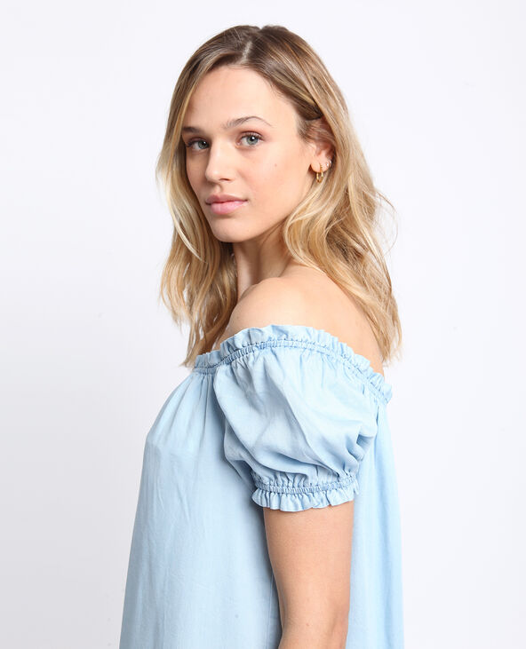 Robe à col bardot bleu clair - Pimkie