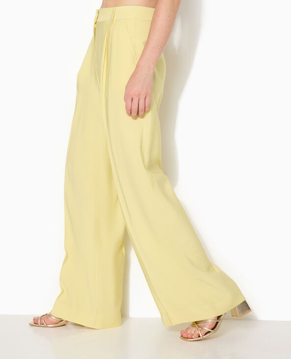 Pantalon large et droite en tissu fluide jaune - Pimkie