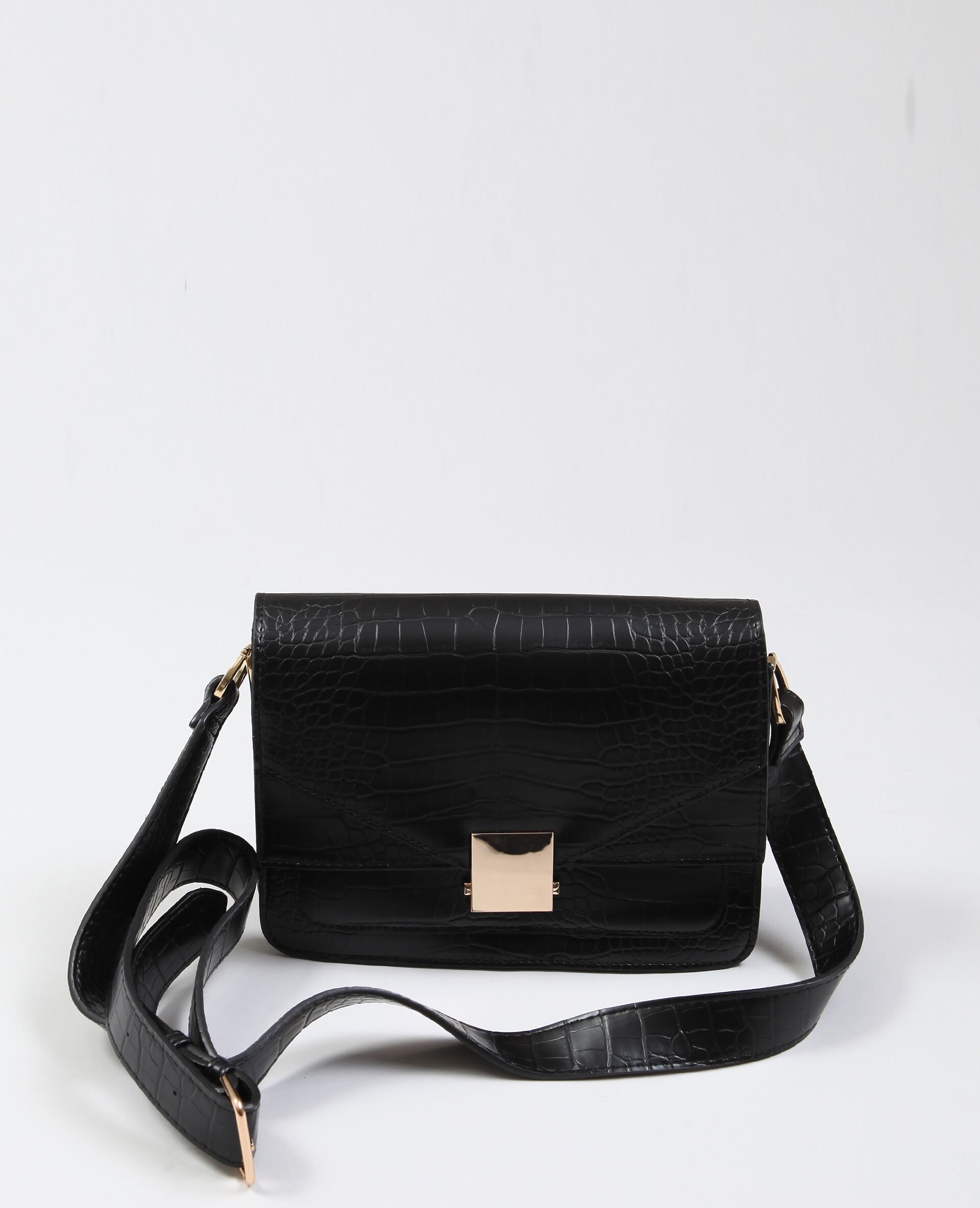 Sac noir imitation croco