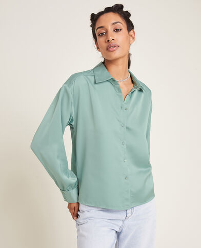 Chemise en tissu satiné vert - Pimkie