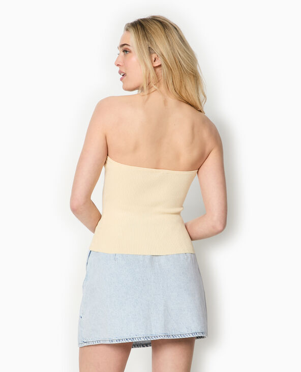Top bustier en maille côtelée Jaune pâle - Pimkie
