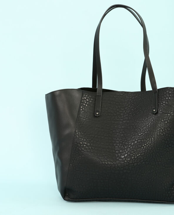 Grand sac cabas bi texture noir - Pimkie