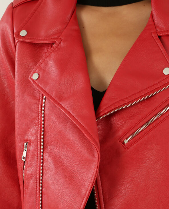 Veste biker à message rouge - Pimkie