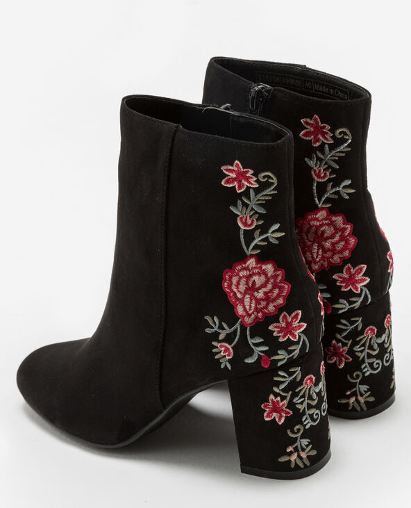 Bottines à broderies noir - Pimkie