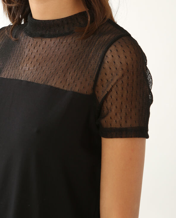 T-shirt en tulle noir - Pimkie
