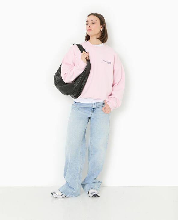 Sweat col rond avec print poitrine et dos rose - Pimkie