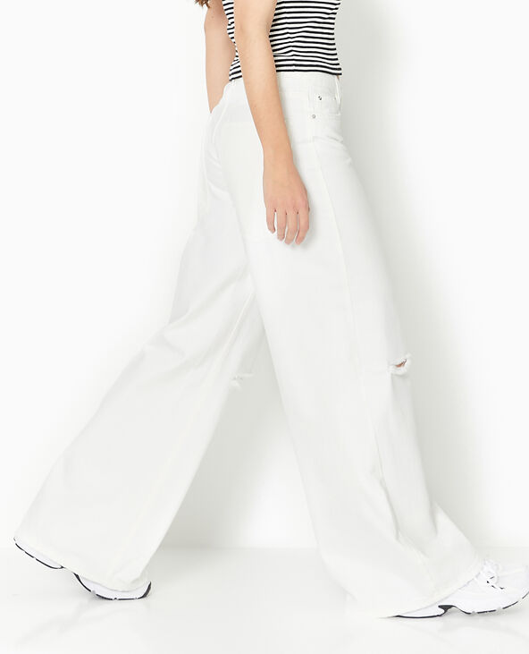 Jean baggy destroy taille regular blanc - Pimkie