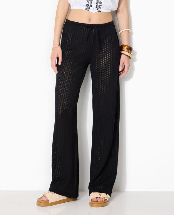 Pantalon ample en maille ajourée noir - Pimkie