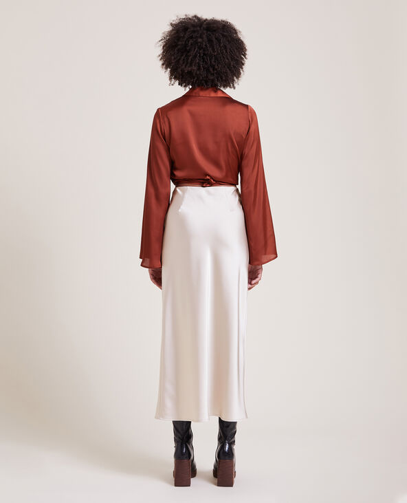 Jupe longue en satin blanc - Pimkie