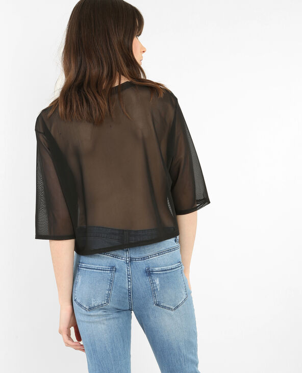 T-shirt court en voile noir - Pimkie