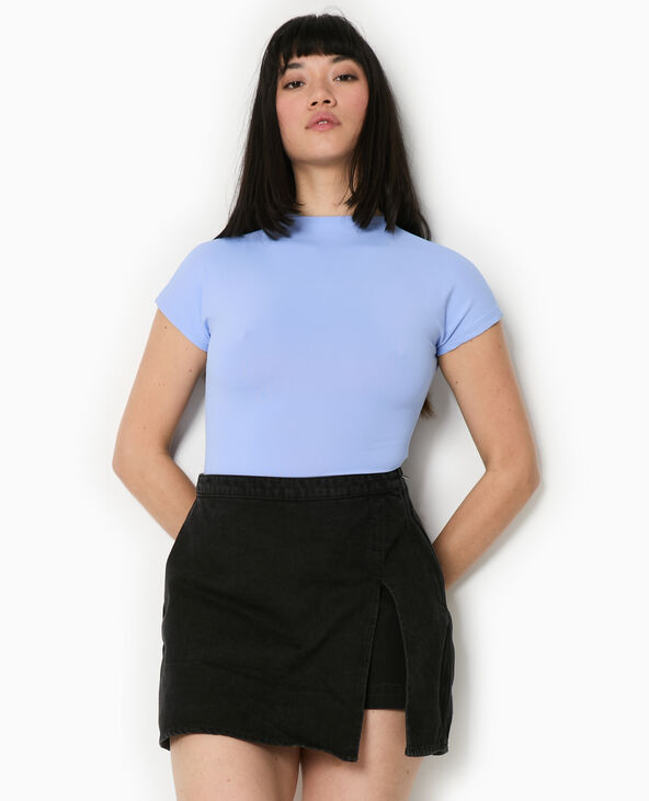 Body manches courtes col montant bleu clair - Pimkie