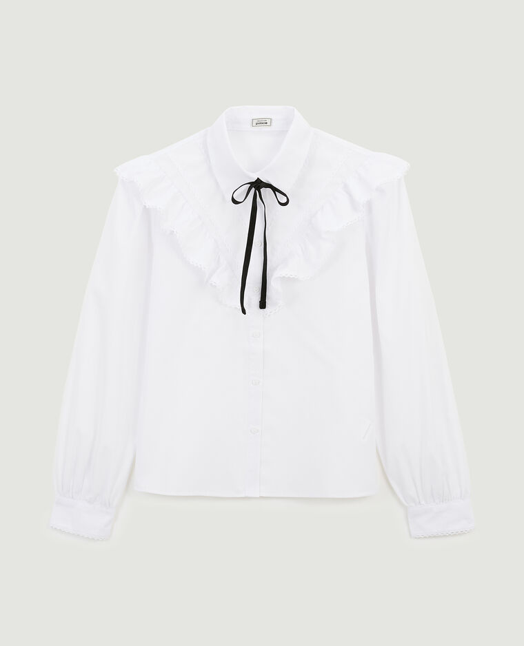 Chemise à volants brodés blanc - Pimkie