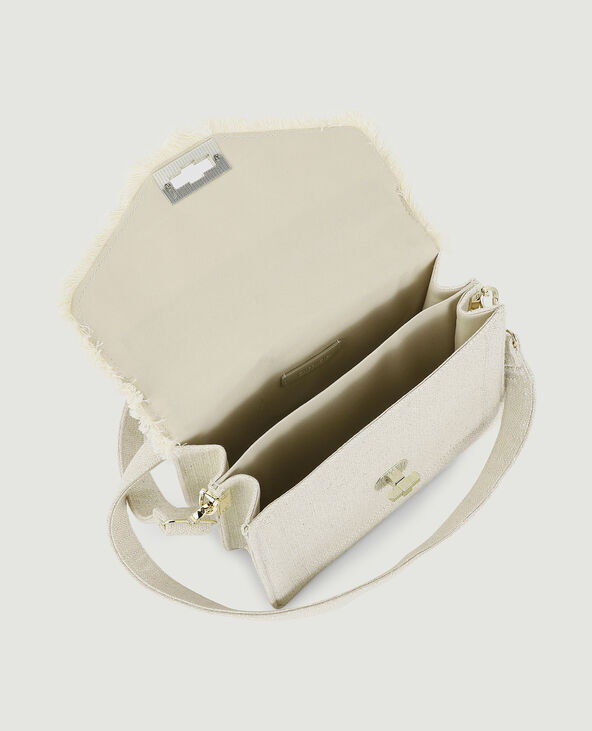 Sac rigide en tissu effet lin avec franges beige - Pimkie
