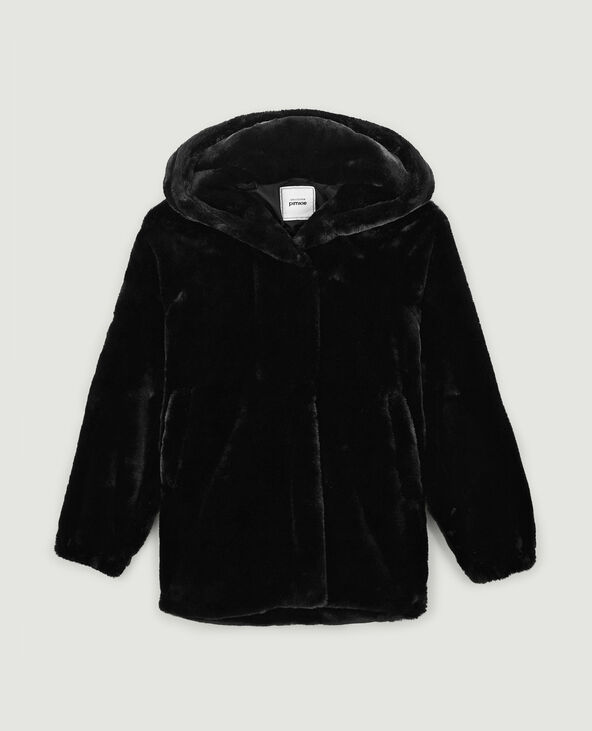 Manteau fausse fourrure avec capuche