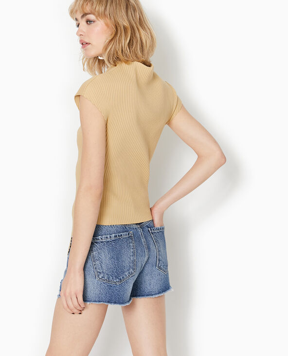 Top asymétrique en maille côtelée beige - Pimkie