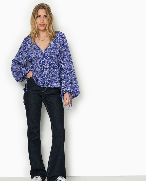 Blouse fluide avec encolure croisée bleu électrique - Pimkie