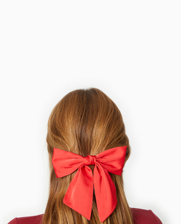 Barrette avec nœud satiné rouge - Pimkie