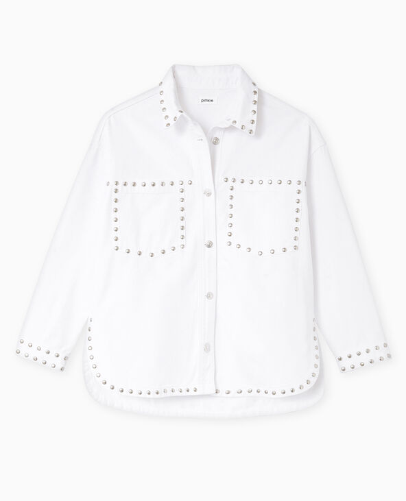 Veste oversize en toile avec clous blanc - Pimkie