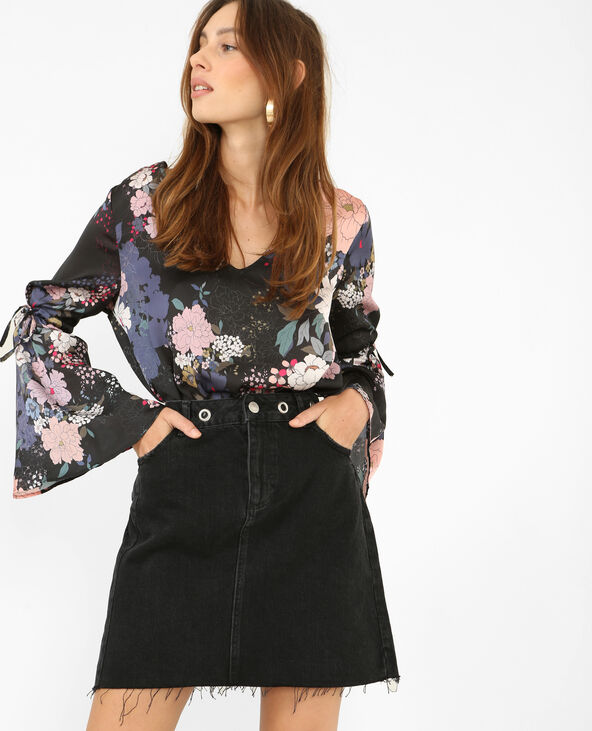 Body satiné fleuri noir - Pimkie