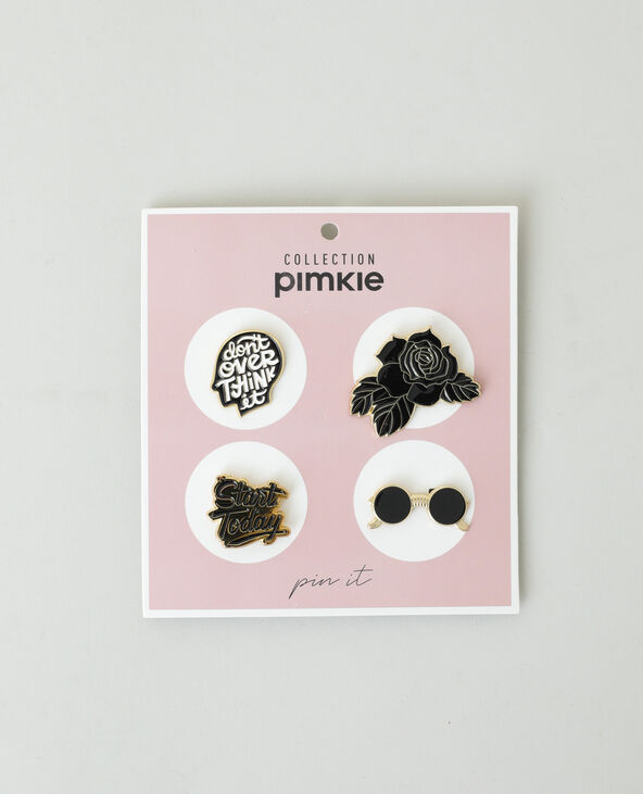 Lot de 4 pins gold & black noir - Pimkie