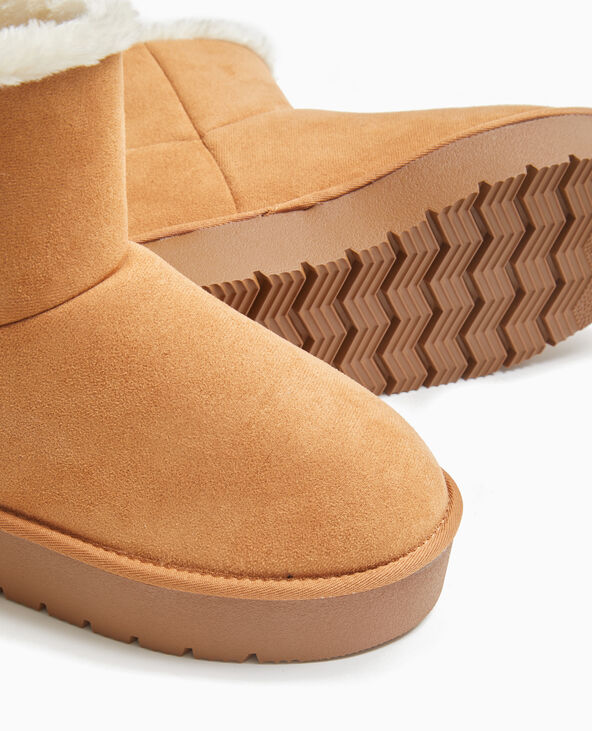 Boots fourrées en suédine beige - Pimkie