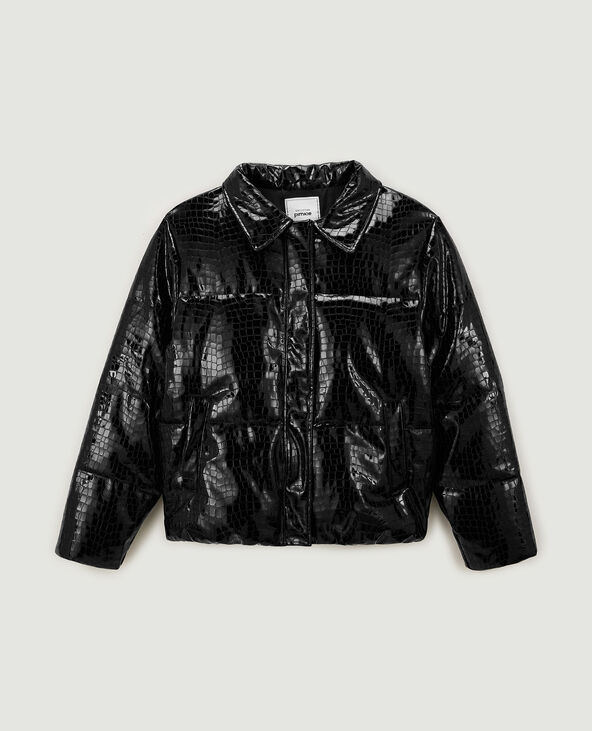 Doudoune en vinyle effet croco noir - Pimkie