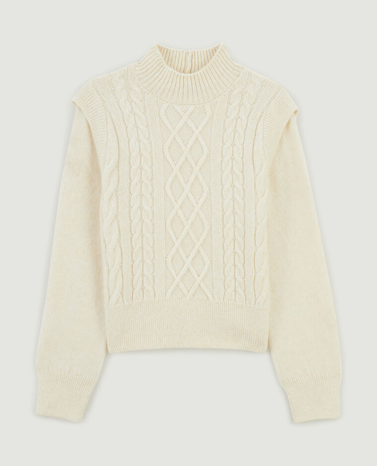 Pull maille torsadée avec ailerons blanc cassé - Pimkie