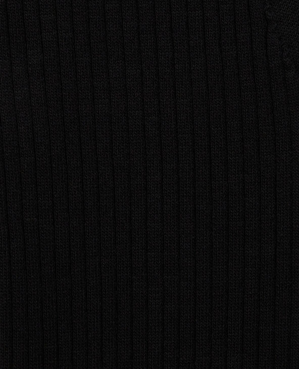 Robe courte boutonnée en maille côtelée noir - Pimkie