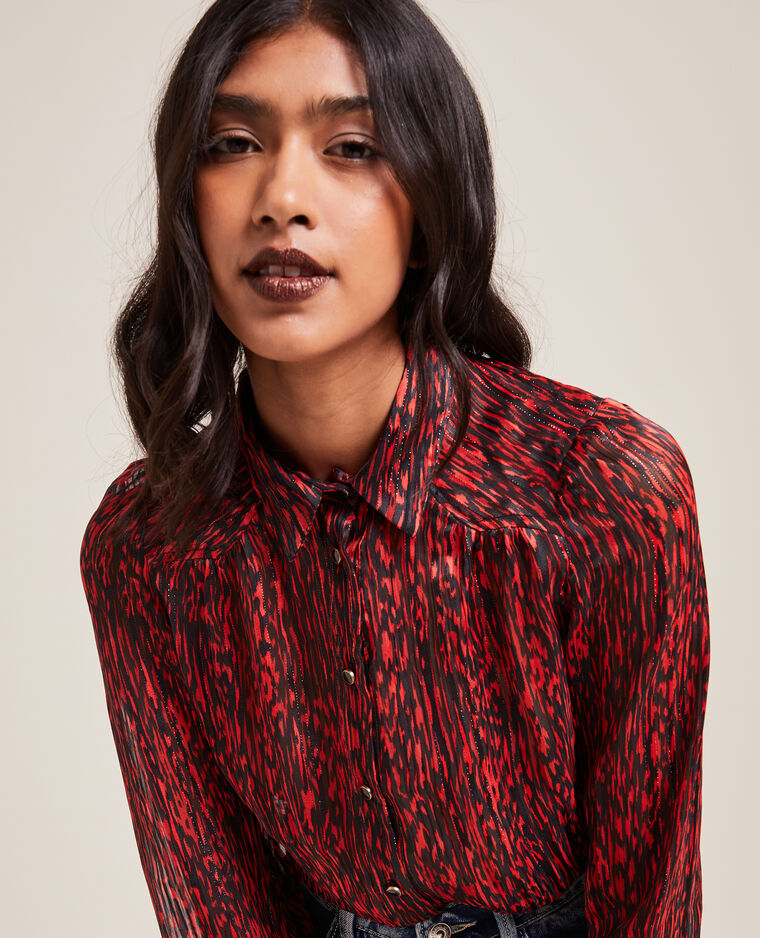 Chemise à fronces rouge - Pimkie