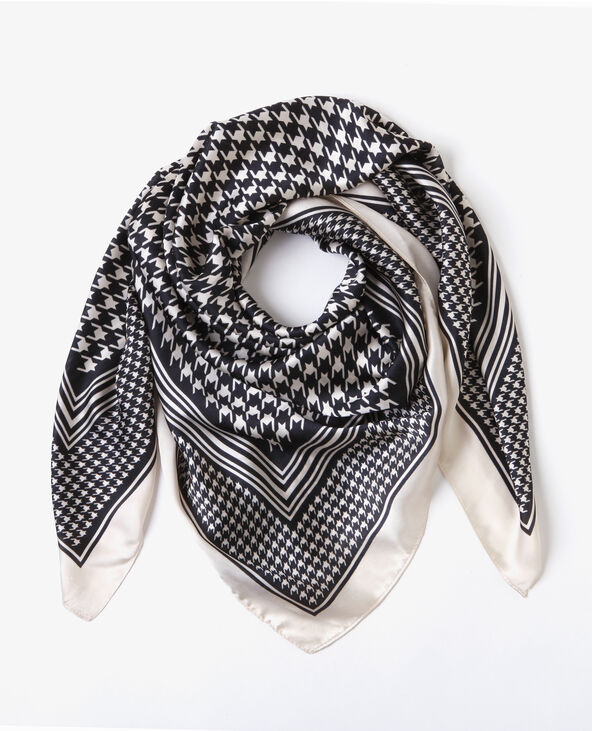 Foulard satiné pied de coq beige - Pimkie
