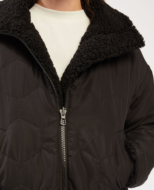 Veste réversible fausse fourrure noir - Pimkie